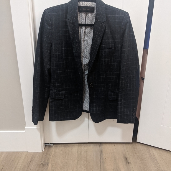Zara Basic Check Blazer Large - Picture 1 of 4